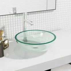 vidaXL Fontanería-Lavabo de vidrio templado 35x12 cm
