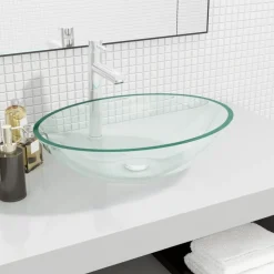 vidaXL Lavabo de vidrio 50x37x14 cm Transparente