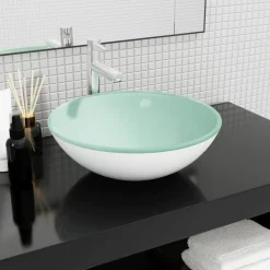 vidaXL Lavabo de vidrio templado 42x14 cm Blanco Best