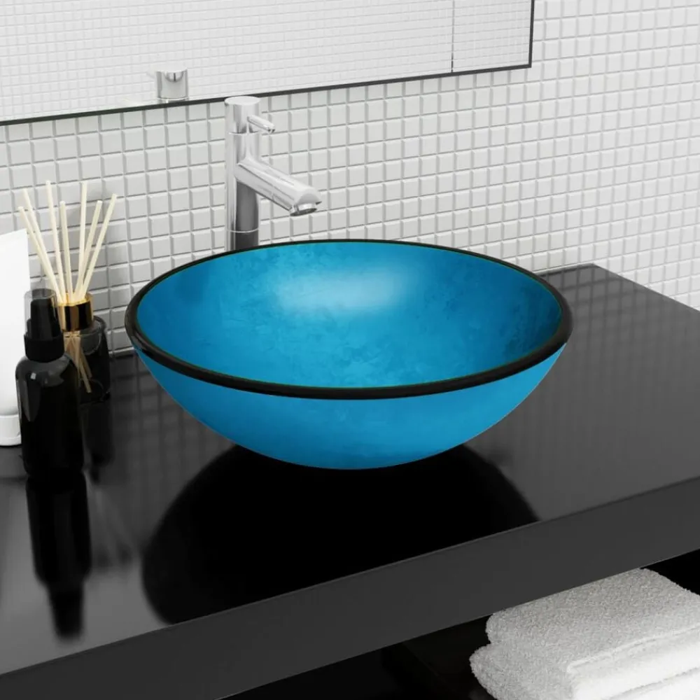 vidaXL Fontanería-Lavabo de vidrio templado 42x14 cm