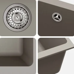 vidaXL Fontanería-Lavabo 370 x 460 mm 80% Cuarzo y 20% Resina