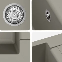 vidaXL Fontanería-Lavabo 780 x 500 mm 80% Cuarzo y 20% Resina