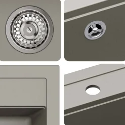 vidaXL Lavabo 470 x 440 mm granito Gris Sale