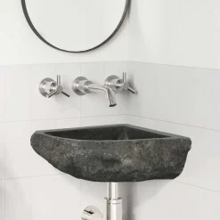 vidaXL Fontanería-Lavabo Gris (30-37) x (30-37) x 12 cm Piedra del Río