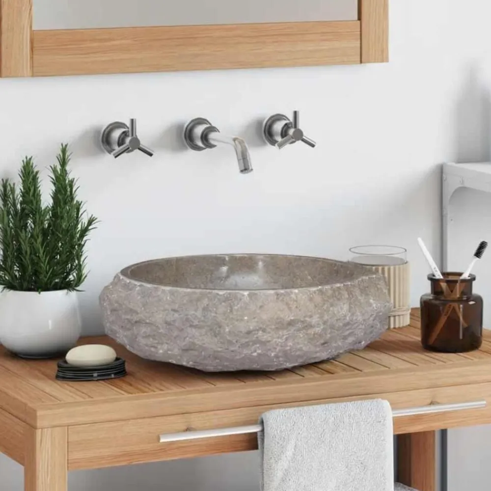 vidaXL Fontanería-Lavabo mármol Ø40x12 cm