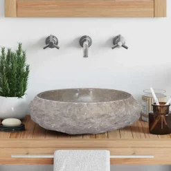 vidaXL Fontanería-Lavabo mármol Ø40x12 cm