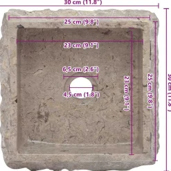 vidaXL Fontanería-Lavabo mármol 30x30x13 cm