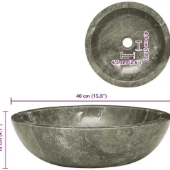vidaXL Fontanería-Lavabo mármol Ø40x12 cm
