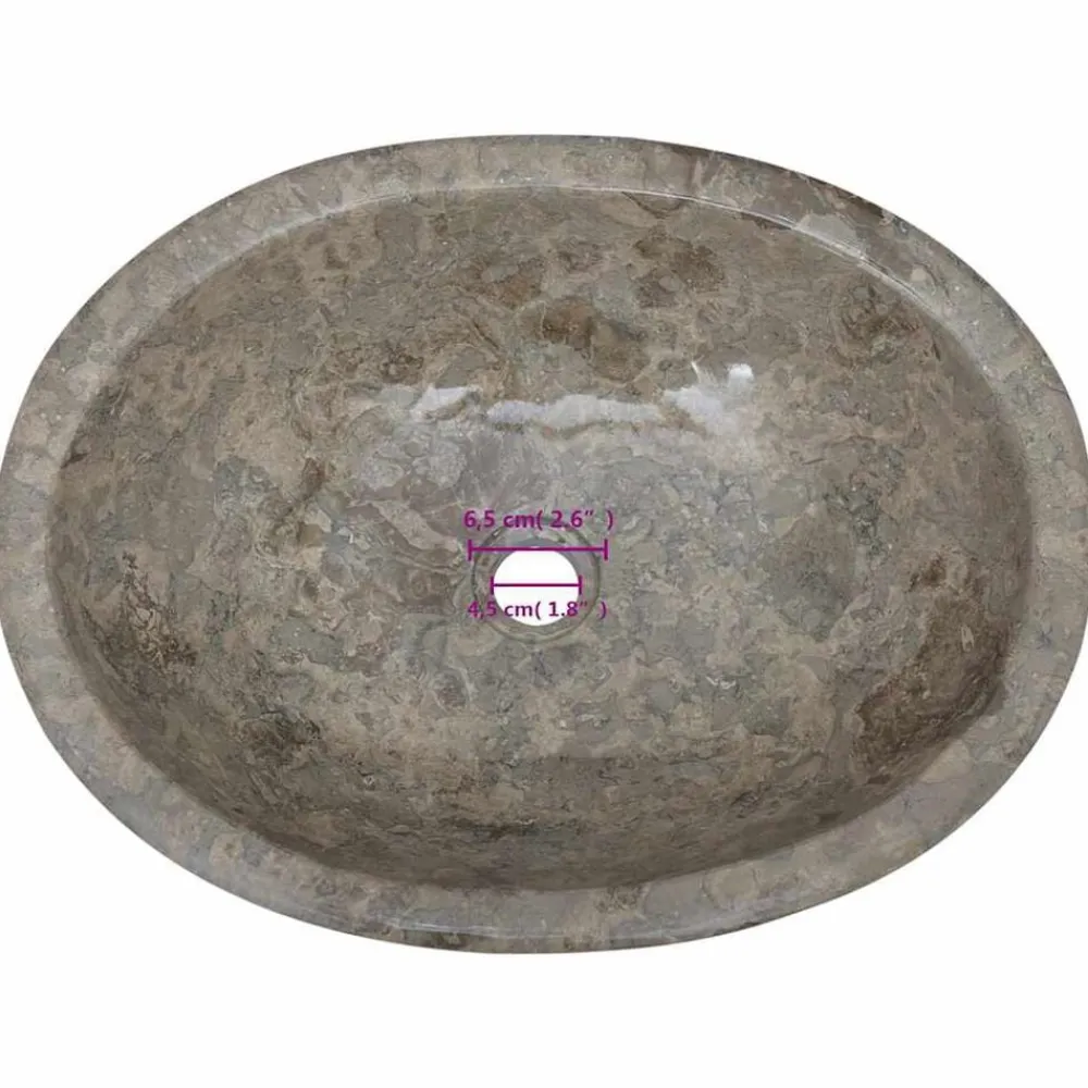 vidaXL Lavabo mármol 53x40x15 cm Gris Sale