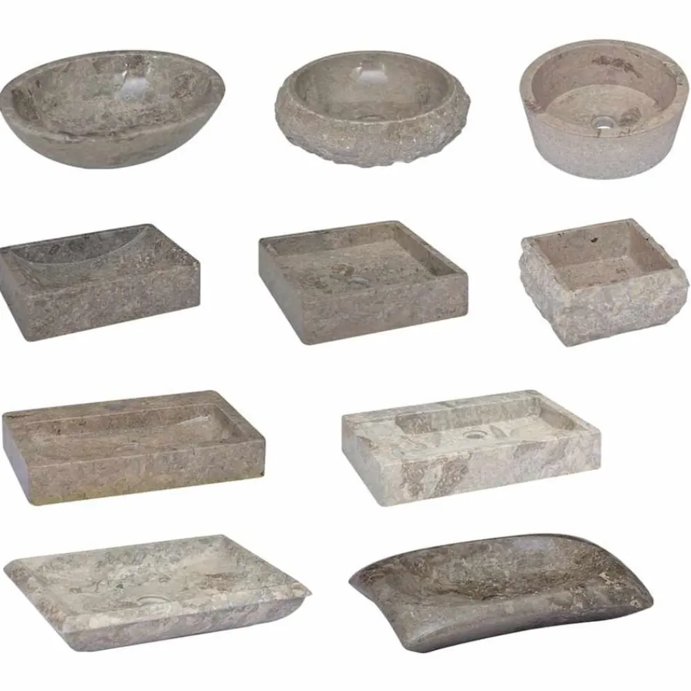 vidaXL Lavabo mármol 50x35x10 cm Gris Online