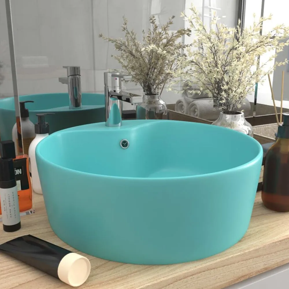 vidaXL Fontanería-Lavabo lujo con rebosadero cerámica 36x13 cm