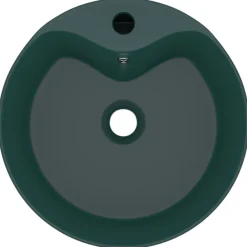 vidaXL Lavabo lujo con rebosadero cerámica 36x13 cm verde oscuro mate Clearance