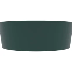vidaXL Lavabo lujo con rebosadero cerámica 36x13 cm verde oscuro mate Clearance