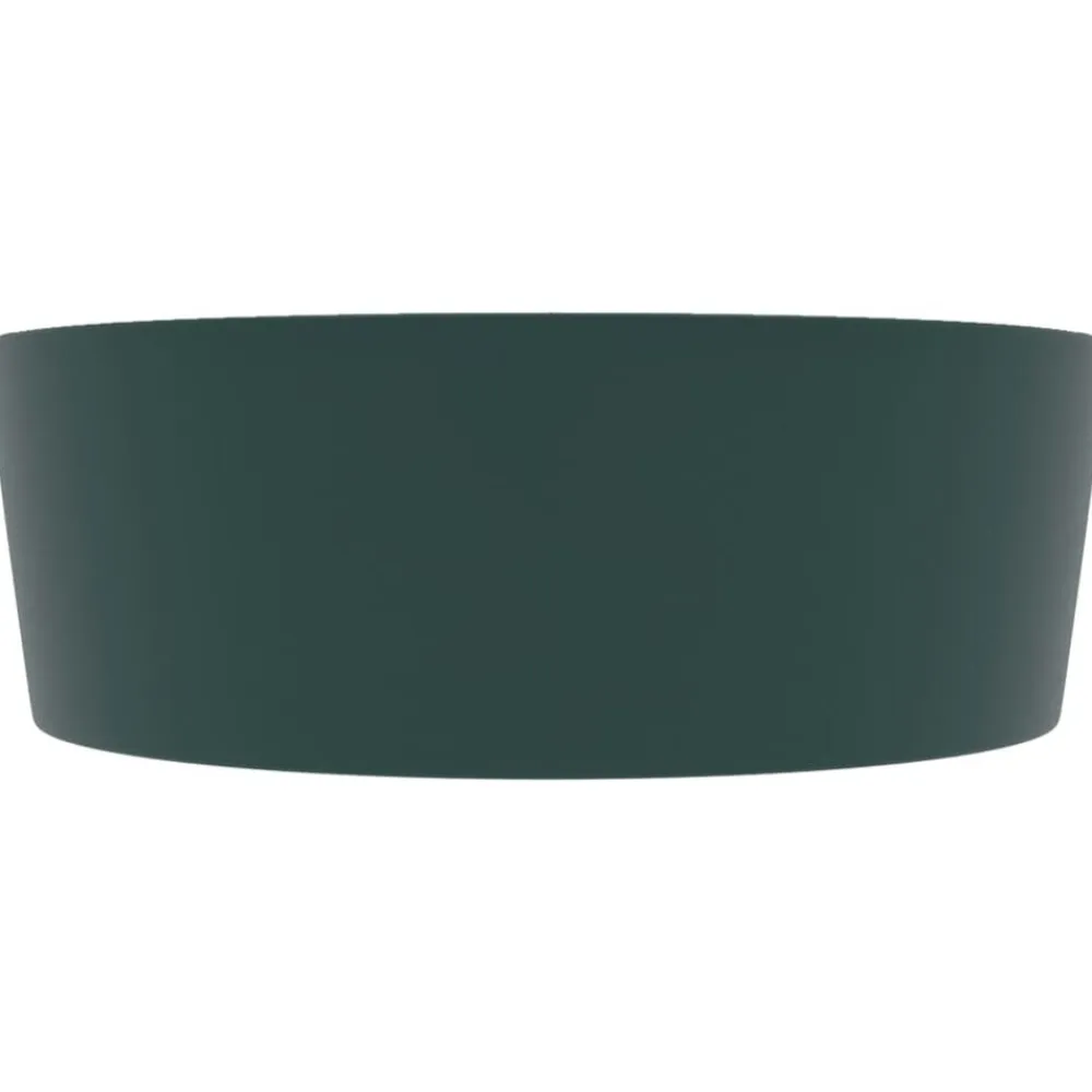 vidaXL Lavabo lujo con rebosadero cerámica 36x13 cm verde oscuro mate Clearance