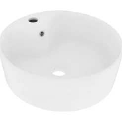 vidaXL Lavabo lujo con rebosadero cerámica 36x13 cm blanco mate Clearance