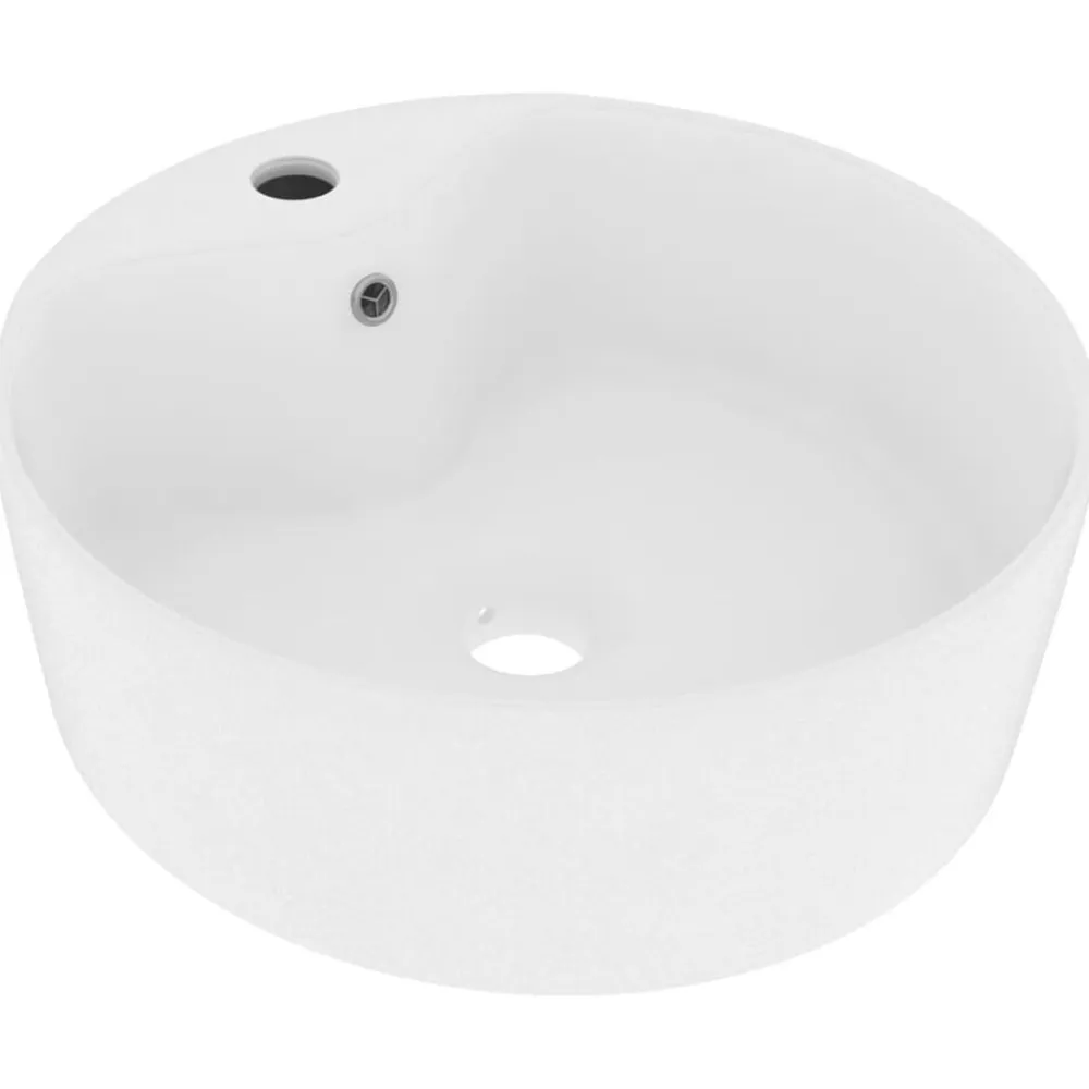 vidaXL Lavabo lujo con rebosadero cerámica 36x13 cm blanco mate Clearance