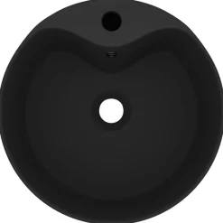 vidaXL Lavabo lujoso con rebosadero cerámica 36x13 cm Negro mate Sale