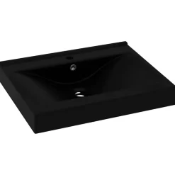 vidaXL Lavabo lujoso con agujero de grifo cerámica 60x46 cm Negro mate Sale