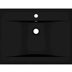 vidaXL Lavabo lujoso con agujero de grifo cerámica 60x46 cm Negro mate Sale