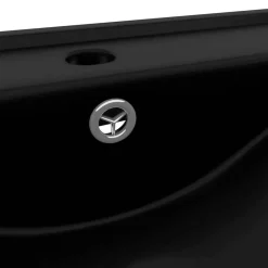 vidaXL Lavabo lujoso con agujero de grifo cerámica 60x46 cm Negro mate Sale
