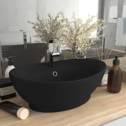 vidaXL Fontanería-Lavabo lujoso con rebosadero cerámica 58,5x39 cm
