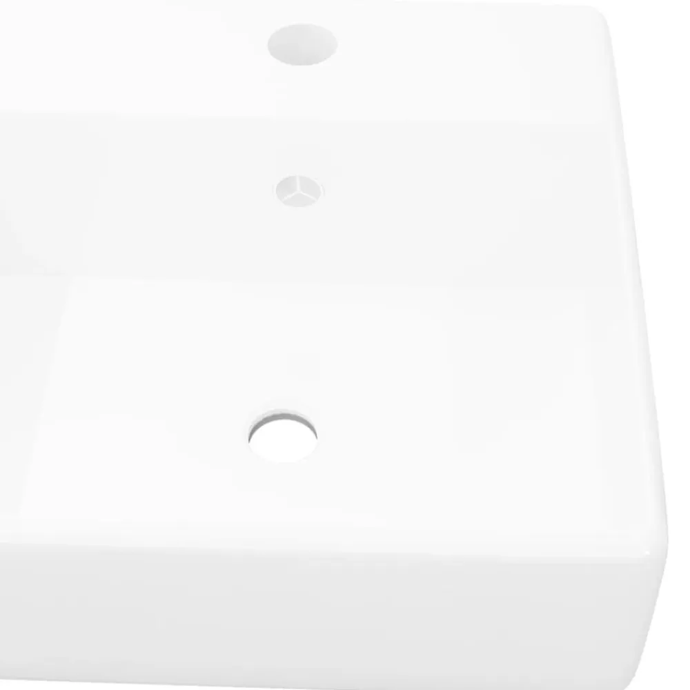 vidaXL Lavabo lujoso cuadrado cerámica orificio de grifo 41x41 cm Blanco Outlet