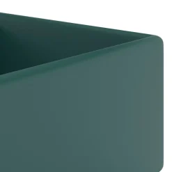 vidaXL Lavabo lujoso cuadrado rebosadero cerámica verde oscuro 41x41cm verde oscuro mate Outlet