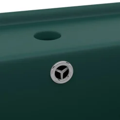 vidaXL Lavabo lujoso cuadrado rebosadero cerámica verde oscuro 41x41cm verde oscuro mate Outlet
