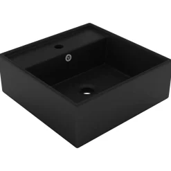vidaXL Fontanería-Lavabo lujoso cuadrado rebosadero cerámica 41x41 cm