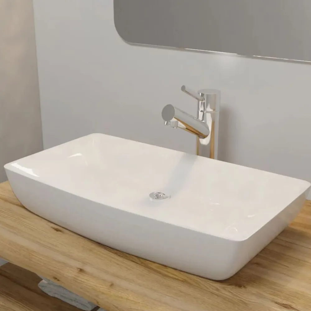 vidaXL Fontanería-Lavabo lujoso rectangular ceráminca 71x39 cm