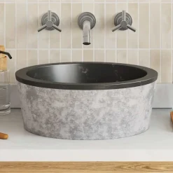vidaXL Fontanería-Lavabo mármol Ø40x15 cm