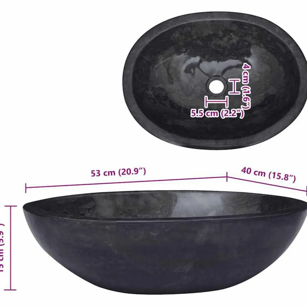 vidaXL Fontanería-Lavabo mármol 53x40x15 cm