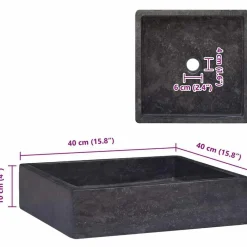 vidaXL Lavabo mármol 40x40x10 cm Negro Clearance