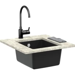 vidaXL Fontanería-Lavabo 370 x 460 mm 80% Cuarzo y 20% Resina