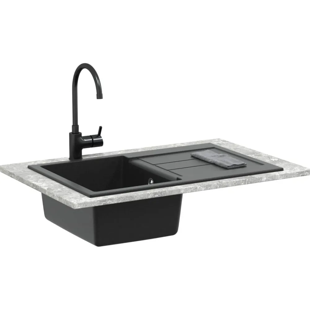 vidaXL Fontanería-Lavabo 780 x 500 mm 80% Cuarzo y 20% Resina