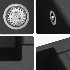 vidaXL Fontanería-Lavabo 780 x 500 mm 80% Cuarzo y 20% Resina