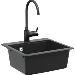 vidaXL Lavabo 470 x 440 mm granito Negro New