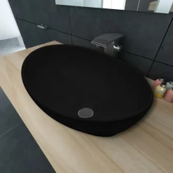 vidaXL Fontanería-Lavabo ovalado de cerámica 40x33 cm