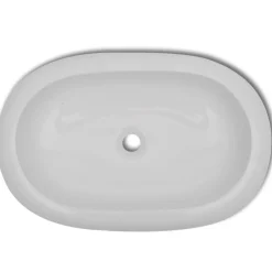 vidaXL Fontanería-Lavabo ovalado de cerámica 63x42 cm