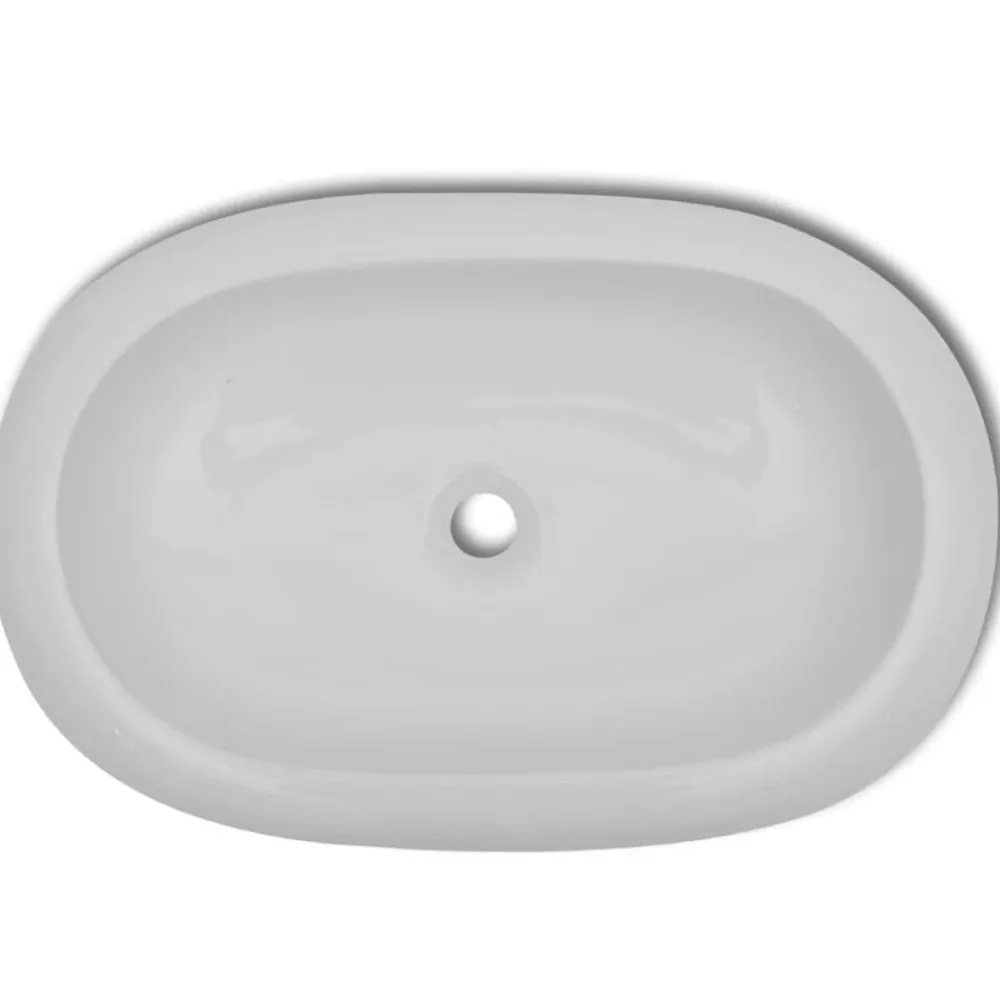 vidaXL Fontanería-Lavabo ovalado de cerámica 63x42 cm