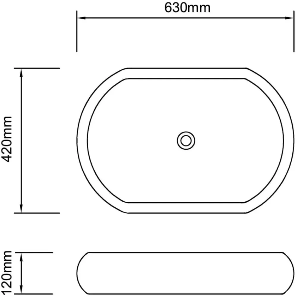 vidaXL Fontanería-Lavabo ovalado de cerámica 63x42 cm