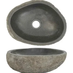 vidaXL Lavabo ovalado piedra de río (29-38)x(24-31) cm Best