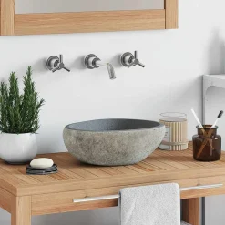 vidaXL Lavabo ovalado piedra de río (29-38)x(24-31) cm Best