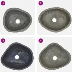 vidaXL Lavabo ovalado piedra de río (29-38)x(24-31) cm Best
