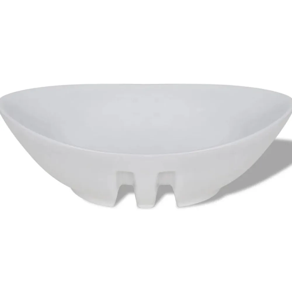 vidaXL Fontanería-Lavabo ovalado y orificio desbordamiento cerámica 59x38,5 cm