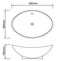 vidaXL Fontanería-Lavabo ovalado y orificio desbordamiento cerámica 59x38,5 cm