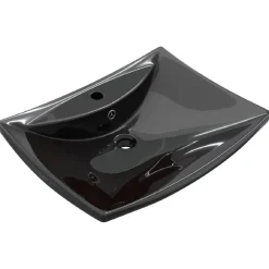 vidaXL Lavabo rectangular cerámica orificio de grifo y desagüe Negro Clearance