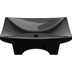 vidaXL Lavabo rectangular cerámica orificio de grifo y desagüe Negro Clearance