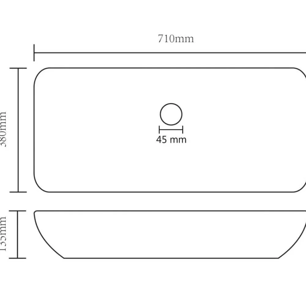 vidaXL Fontanería-Lavabo rectangular de lujo cerámica 71x38 cm