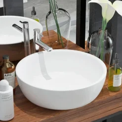 vidaXL Fontanería-Lavabo redondo de cerámica 42x12 cm